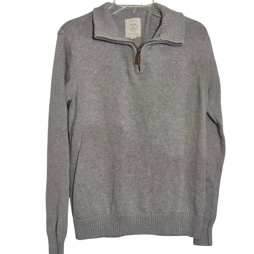 Hope & Henry 1/4 Zip Sweater Burgundy 100% Organic Cotton Medium Preppy Posh‎